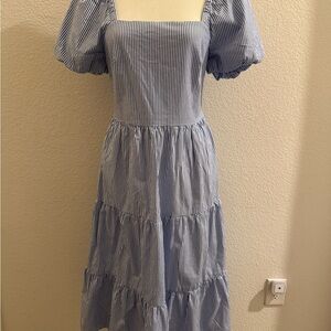 J. Crew Gray Tiered Ruffled Maxi Sundress